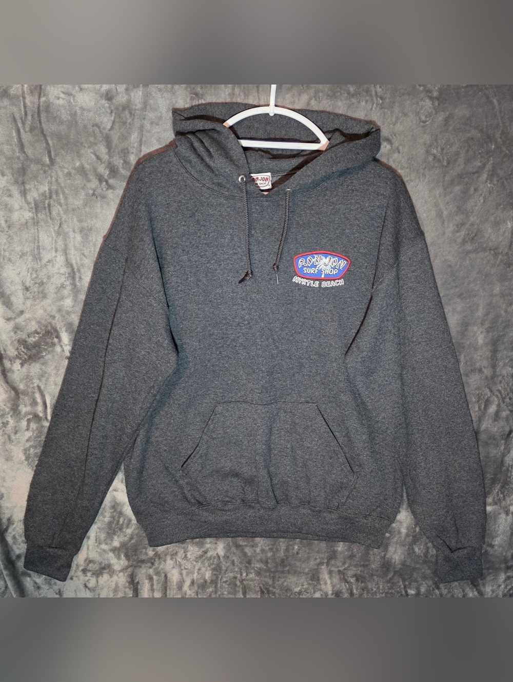 Ron Jon Dark Gray Pullover Hoodie with Chest Logo